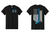 Hockey Dad logo printed on the front of a Gildan Heavy cotton black t-shirt and US flag with freeze colored hockey stick in the flag on the back.