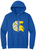 Maine Endwell Youth Cheer Spartan Head with pom poms logo printed on a royal blue hooded sweatshirt.