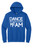 Dance Intentions Dance FAM on a 50% cotton - 50% polyester royal blue hoodie. Dance Intentions Dance FAM on a 50% cotton - 50% polyester royal blue hoodie.