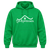 The Homeschool design in white on a Gildan Heavy Cotton green hooded sweatshirt.