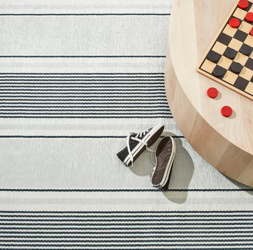 Dash & Albert Gunner Stripe Grey Washable Rug Dash and Albert