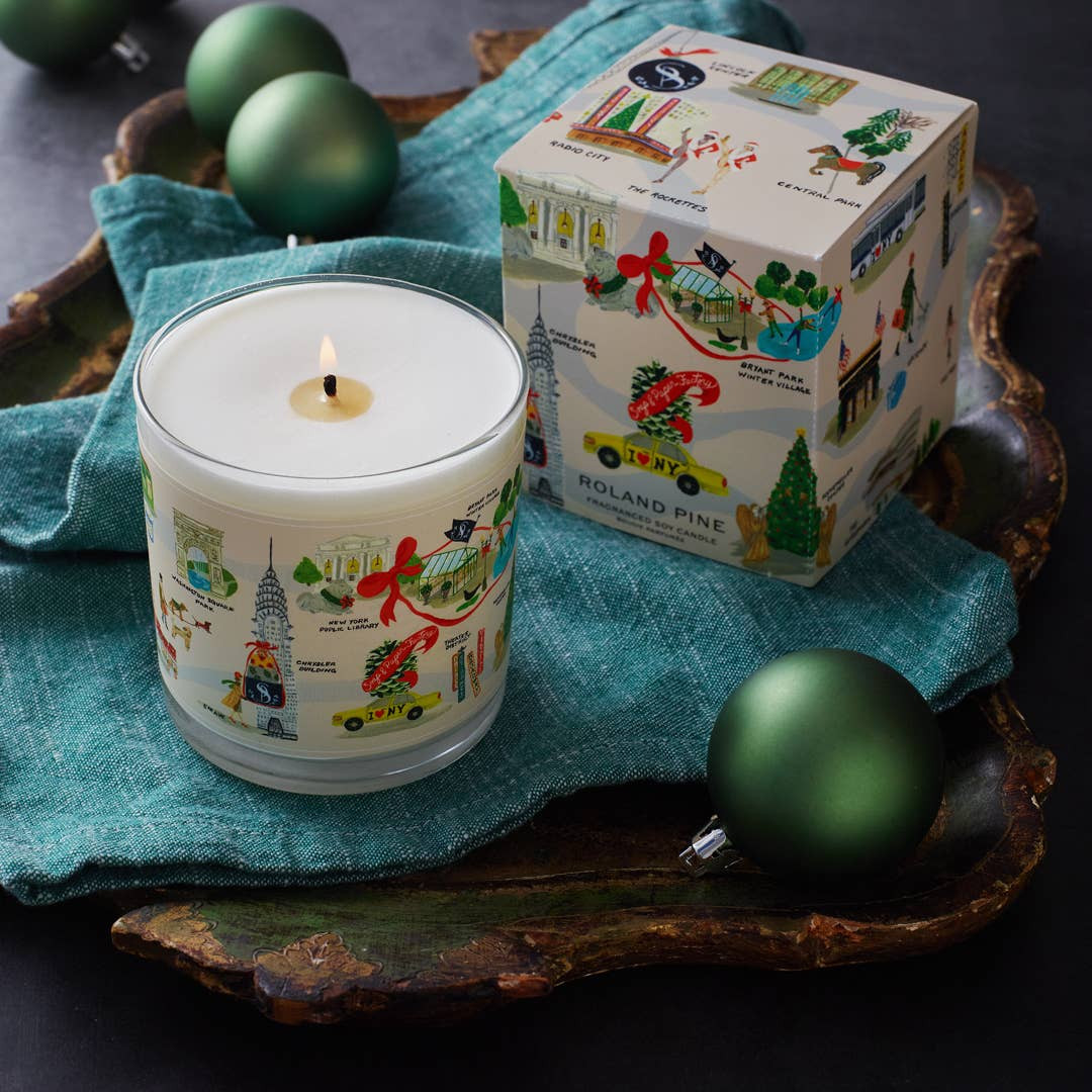 Holiday in New York Roland Pine 9.5 oz single-wick soy candle