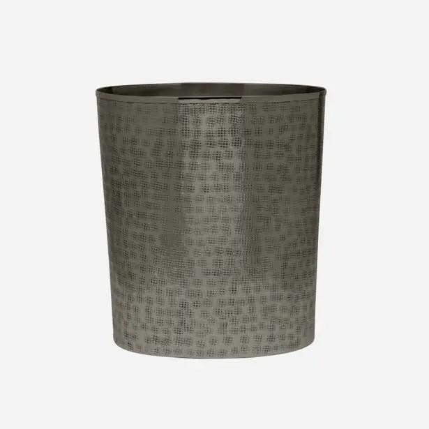 Pigeon & Poodle Buren Wastebasket in Black Nickel Etched Metal Pigeon & Poodle