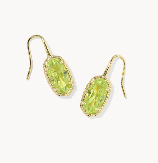 Lee Luxe Gold Drop Earrings in Light Green CZ