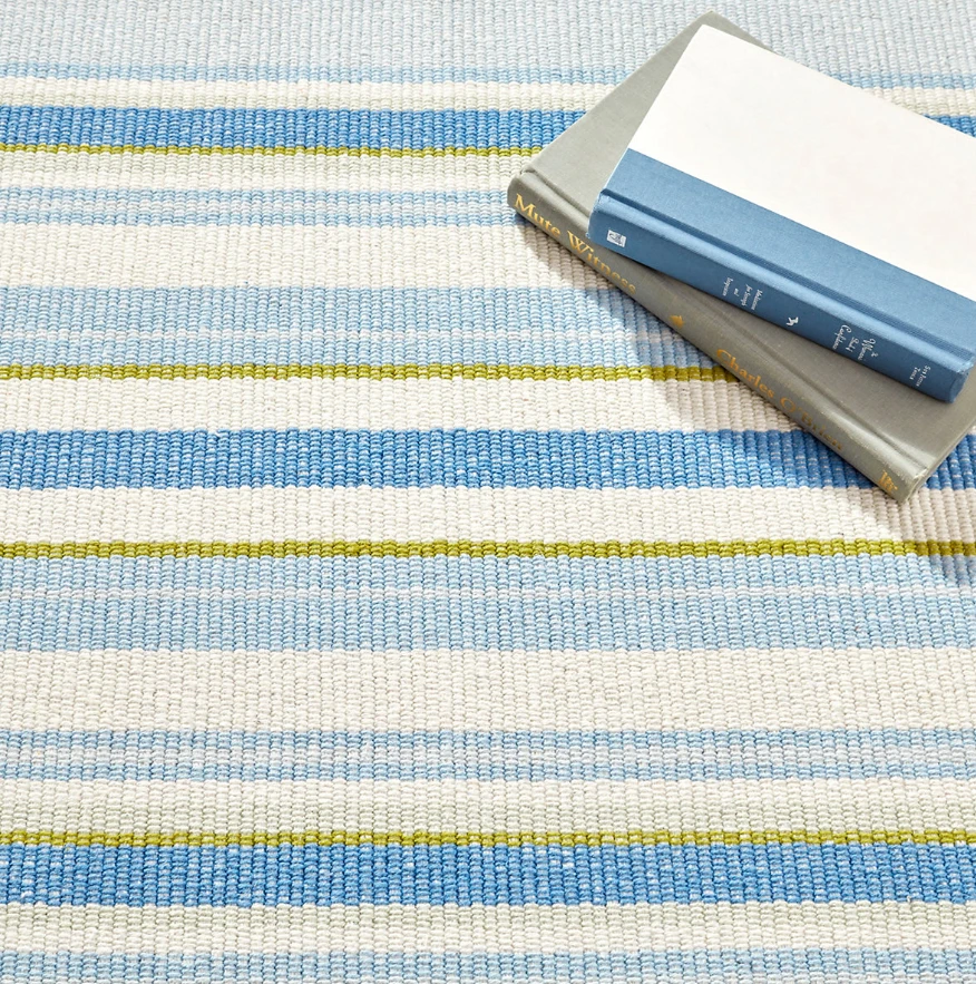 Dash & Albert Daphne Stripe French Blue Handwoven Cotton Rug Dash and Albert