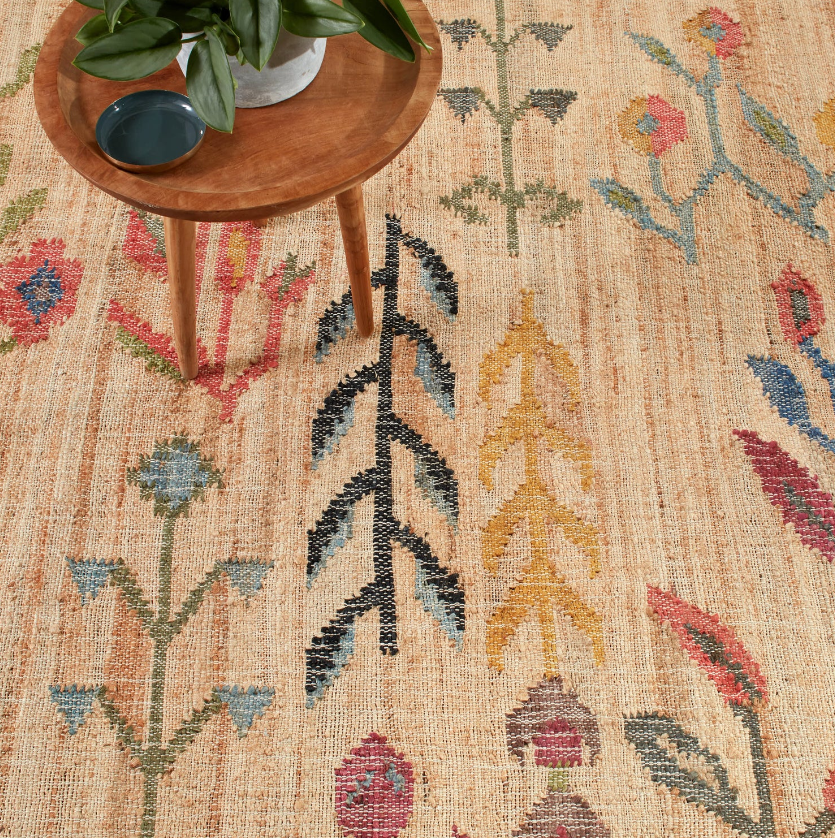 Dash & Albert Folk Floral Kilim Handwoven Jute Rug Dash and Albert