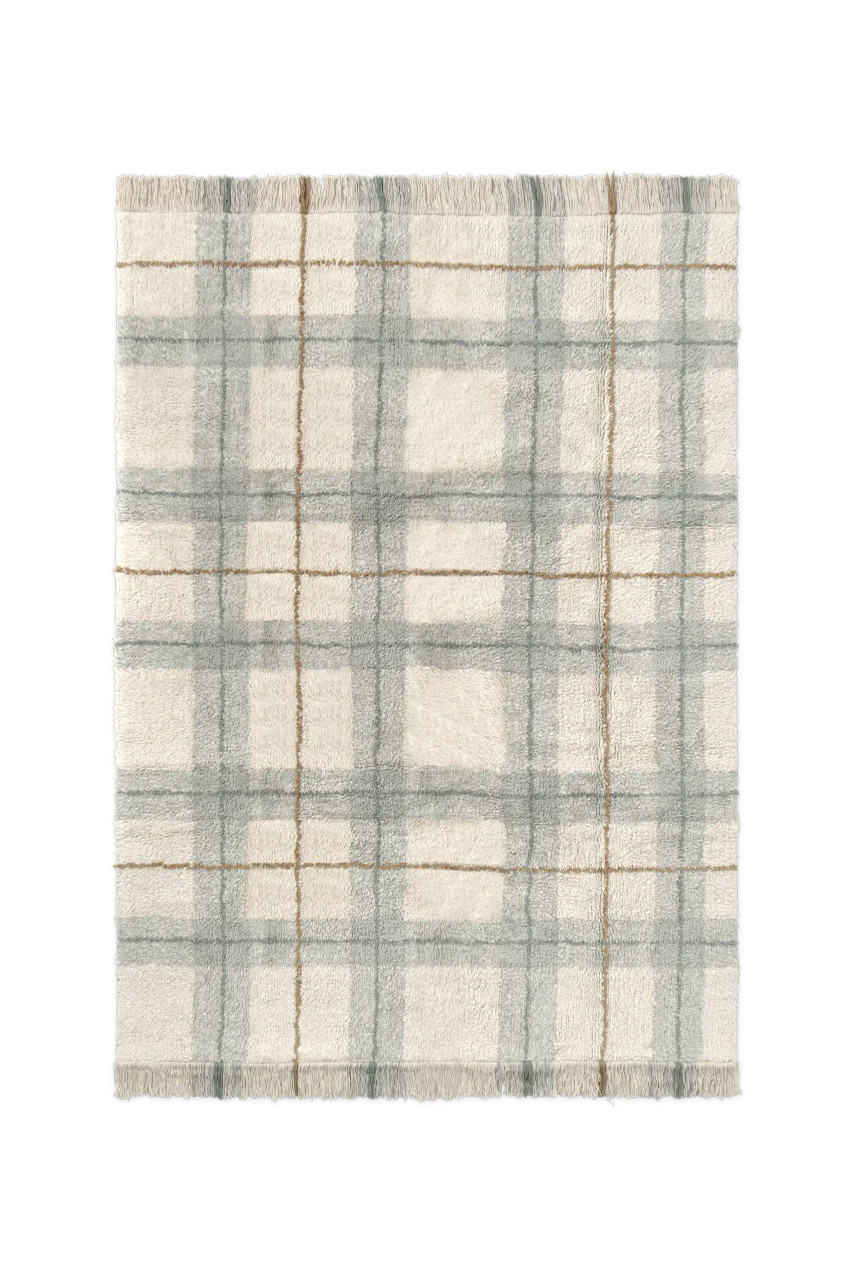Lorena Canals Washable Rug Tartan Blue Sage
