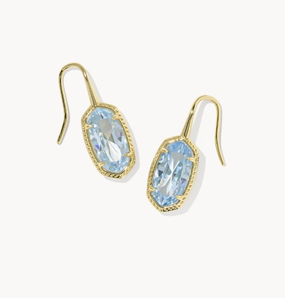 Lee Luxe Gold Drop Earrings in Light Blue CZ
