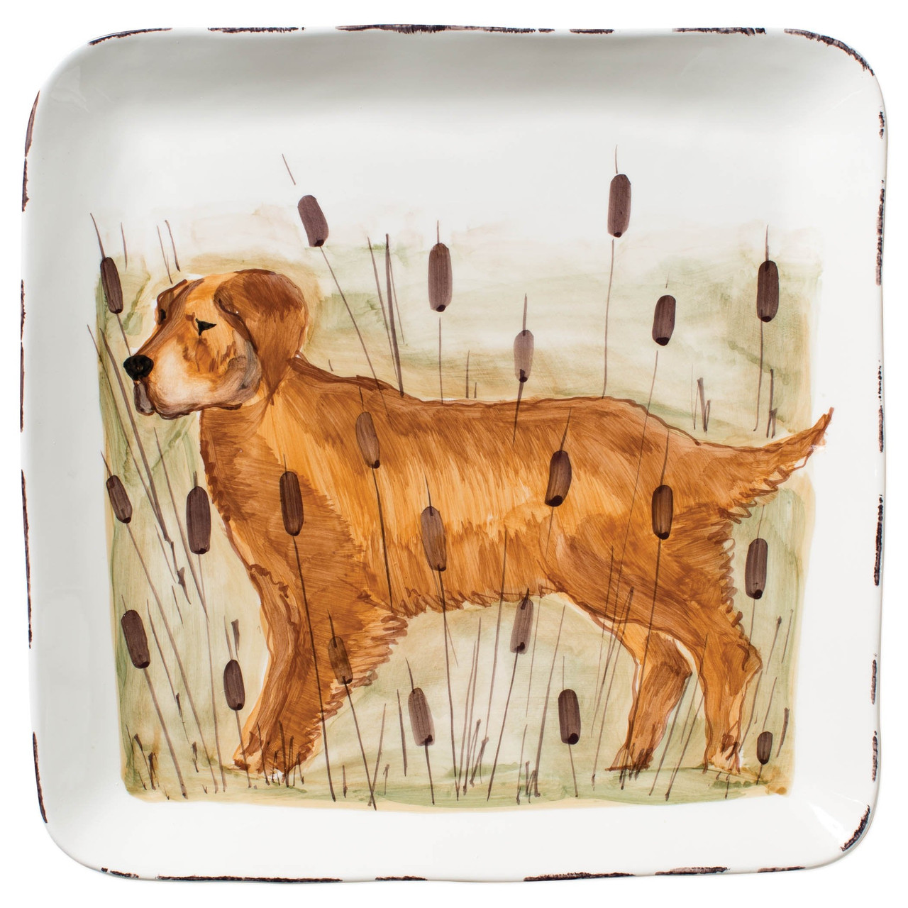 Wildlife Hunting Dog Large Square Platter VIETRI