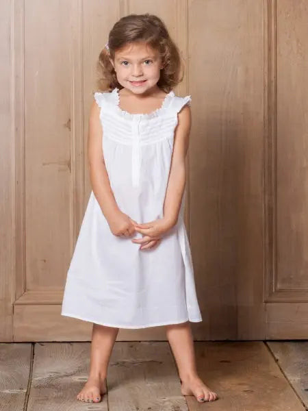 Jessie White Cotton Dress, Ruffle Jacaranda Living