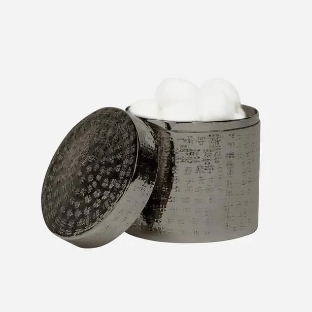 Pigeon & Poodle Buren Canister in Black Nickel Etched Metal Pigeon & Poodle