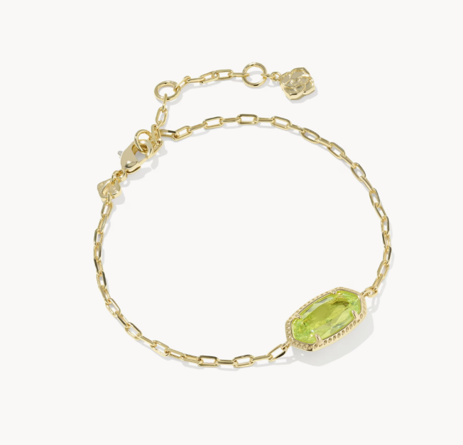 Elaina Luxe Gold Chain Bracelet in Light Green CZ