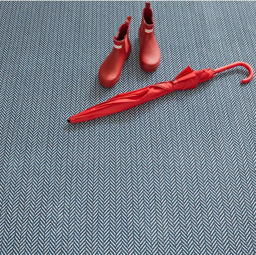 Dash & Albert Herringbone Navy Washable Rug Dash and Albert