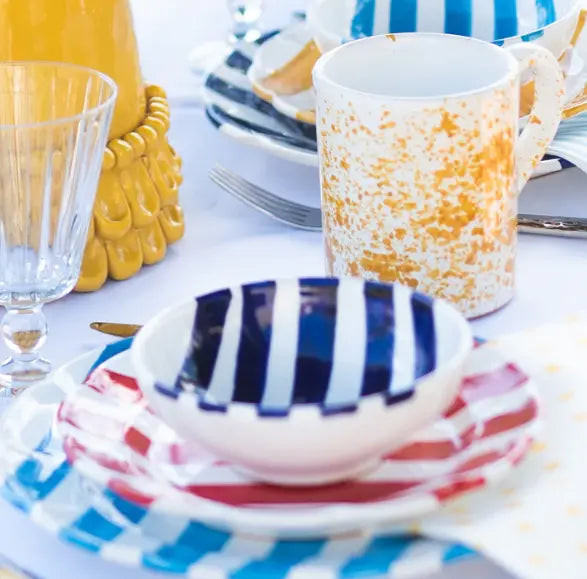Vietri Amalfitana Cobalt Stripe Cereal Bowl - Set of 4 Vietri