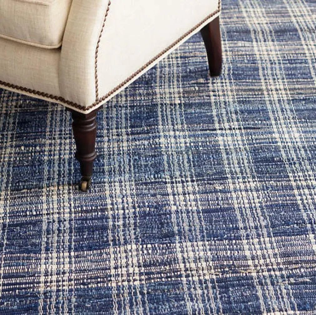 Dash & Albert Denim Plaid Woven Cotton Rug