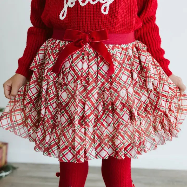 Christmas Plaid Bow Tiered Tutu Sweet Wink
