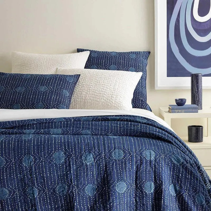 Pine Cone Hill Resist Dot Indigo Coverlet