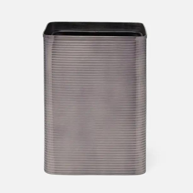 Pigeon & Poodle Adelaide Square Wastebasket in Pewter Brass Pigeon & Poodle
