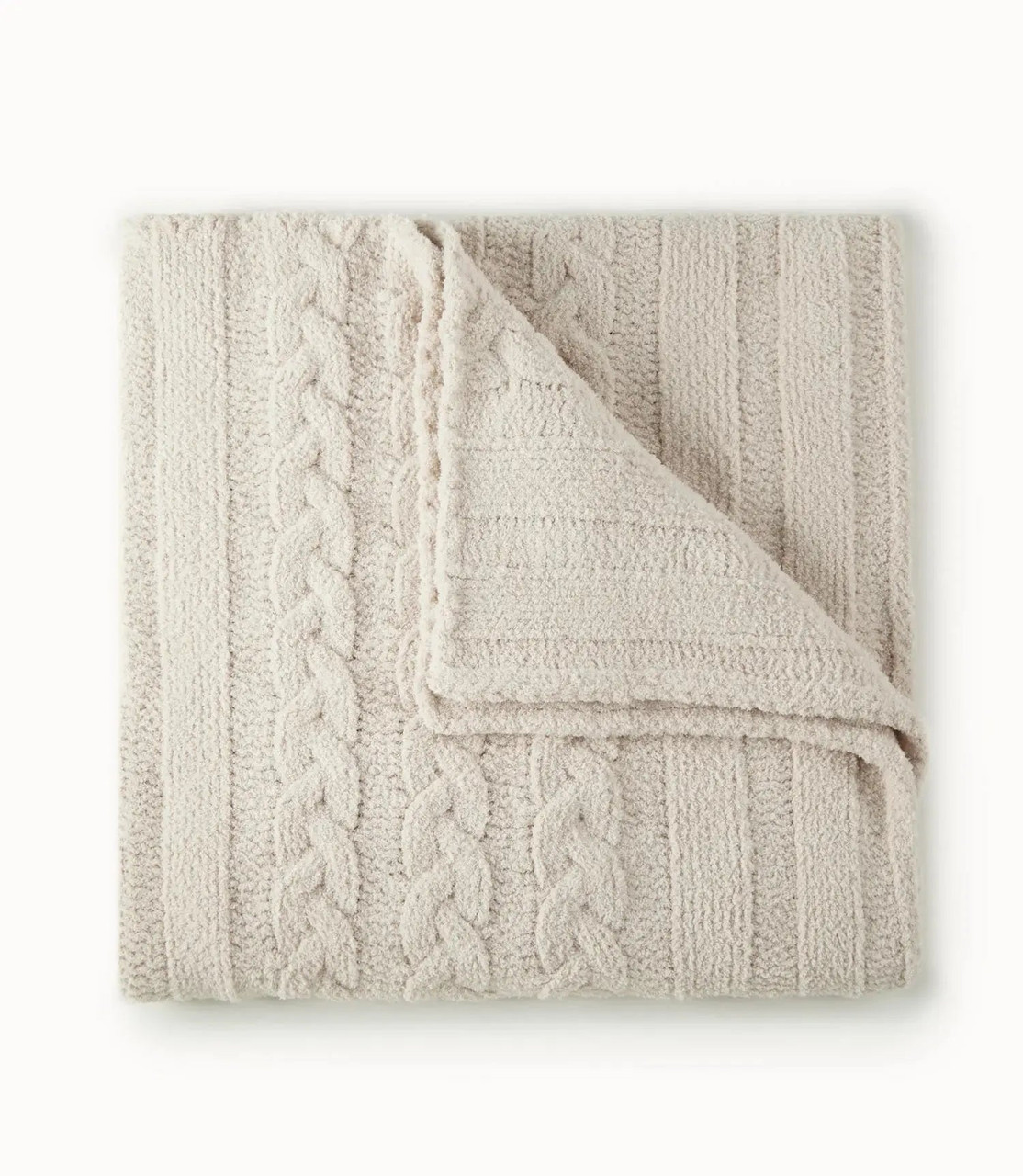 Peacock Alley Knit Cable Throw Blanket - Thumbnail 4