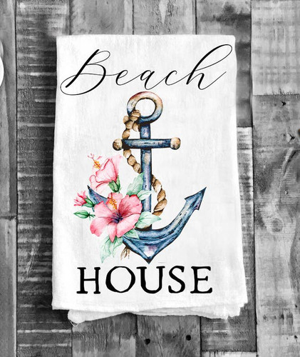Beach House Boat Anchor Ocean Flour Sack Tea Towel Avery Lane Gifts