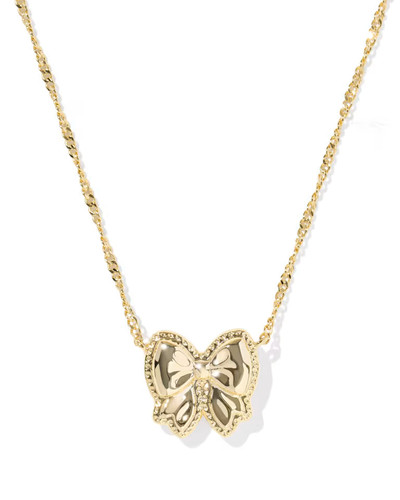 Kendra Scott Haley Bow Gold Short Pendant Necklace in Blush