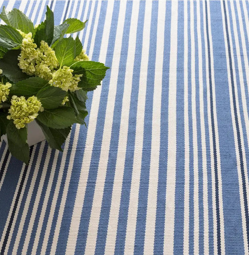 Dash & Albert Rugby Stripe Denim Indoor/Outdoor Rug Dash and Albert