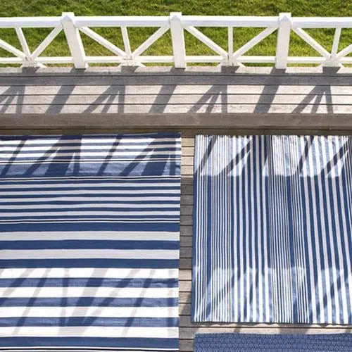 Dash & Albert Rugby Stripe Denim Indoor/Outdoor Rug