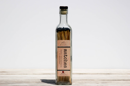 Match Bottle - 50+ matches in tall olive oil bottle Milk Reclamation Barn