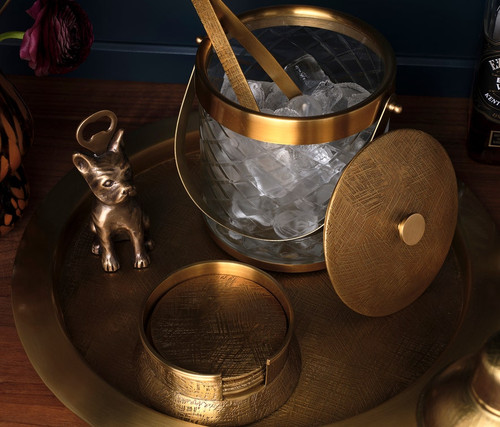 Blue Pheasant Sevasti Antique Brass Ice Bucket Blue Pheasant