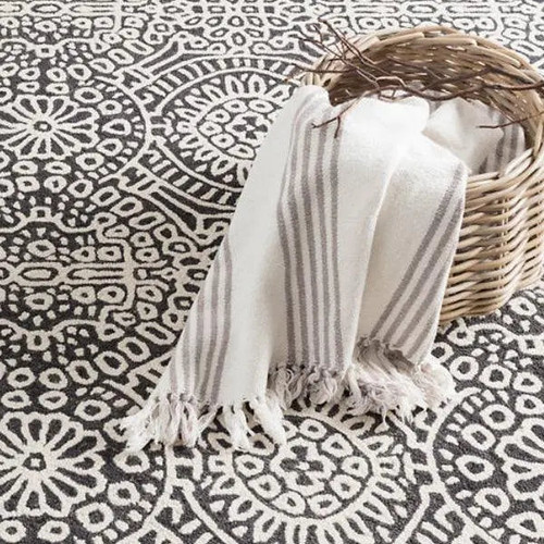 Dash & Albert Temple Charcoal Wool Micro Hooked Rug