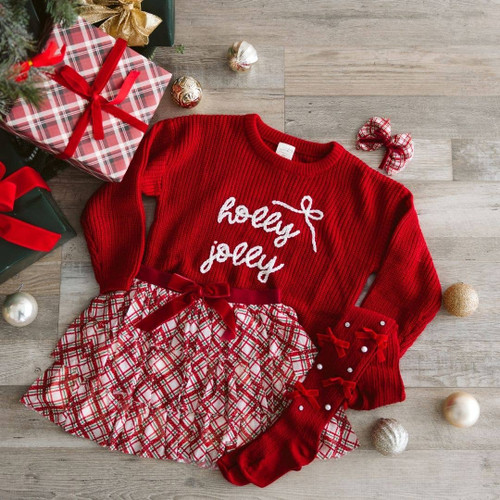 Christmas Plaid Layered Bow Clip - Hair Bows