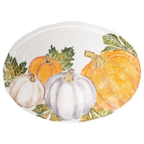 Pumpkins Large Oval Platter w/ Assorted Pumpkins VIETRI
