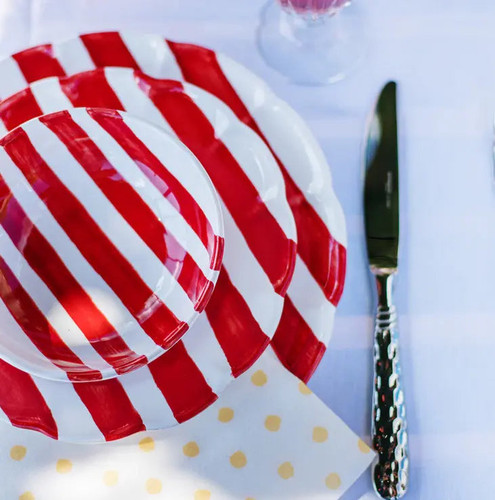 Vietri Amalfitana Red Stripe Salad Plate - Set of 4 Vietri
