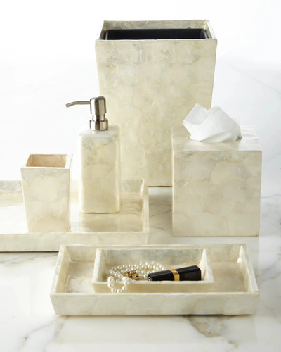Pigeon & Poodle Andria Tissue Box in Pearlized Capiz Pigeon & Poodle