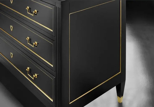 Modern History French Three Drawer Commode-Black - Lavender Fields