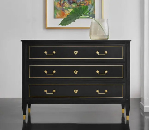 Modern History French Three Drawer Commode-Black - Lavender Fields