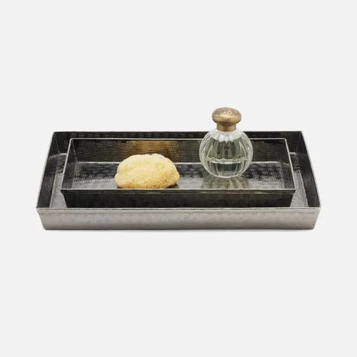 Pigeon & Poodle Buren Nested Trays in Black Nickel Etched Metal Pigeon & Poodle