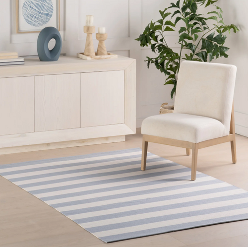 Dash & Albert Banks Stripe Swedish Blue Handwoven Indoor/Outdoor Rug Dash and Albert