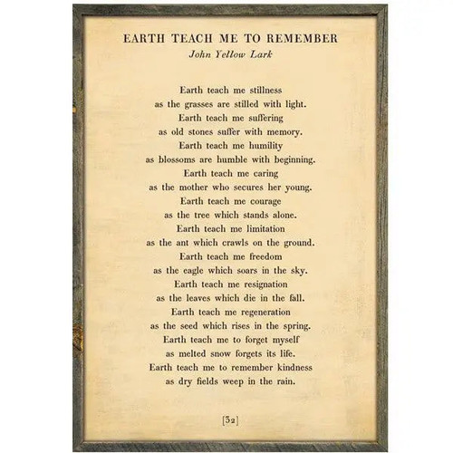 Sugarboo Designs Earth Teach Me to Remember - Poetry Collection Sign