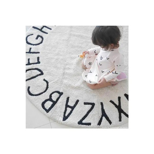 Lorena Canals Washable Rug Round ABC Natural - Black - Lavender Fields