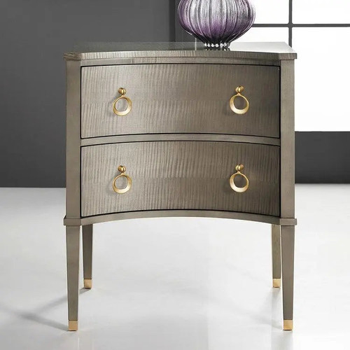 Modern History Concave Bedside Chest-Grey Sycamore