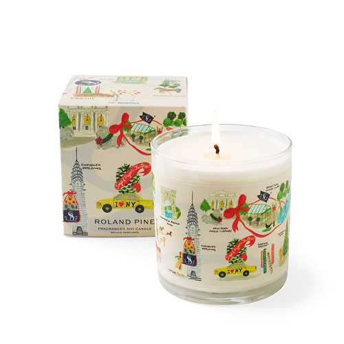 Holiday In New York Roland Pine Single-Wick Glass Soy Candle