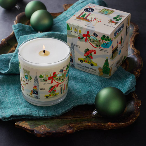 Holiday In New York Roland Pine Single-Wick Glass Soy Candle