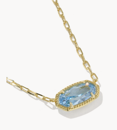 Elisa Luxe Gold Short Pendant Necklace Light Blue CZ