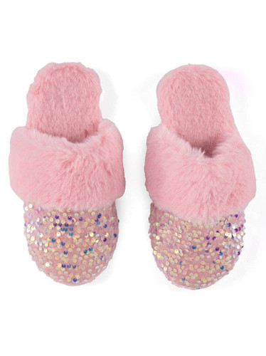 Pink Sequin Slippers Shiraleah