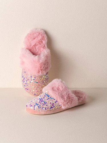 Pink Sequin Slippers Shiraleah