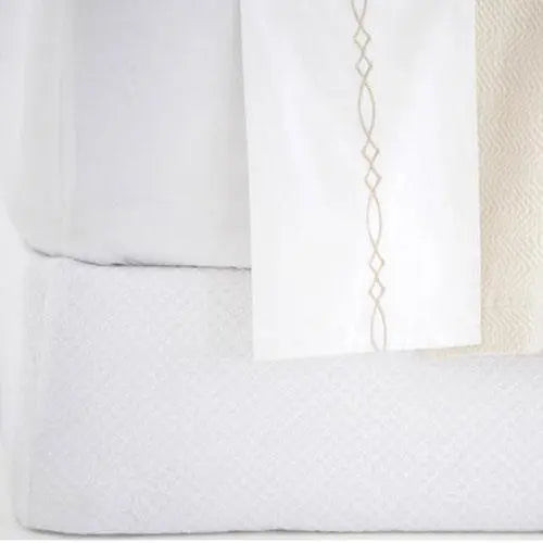 Pine Cone Hill Petite Trellis White Matelasse Box Spring Cover
