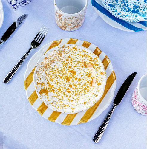 Vietri Amalfitana Yellow Stripe Dinner Plate - Set of 4 Vietri