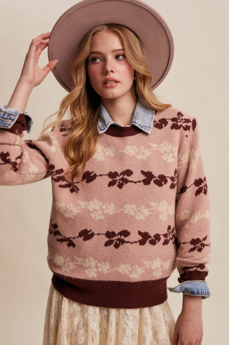 Floral Jacquard Knit Pullover