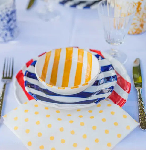 Vietri Amalfitana Yellow Stripe Cereal Bowl - Set of 4 Vietri